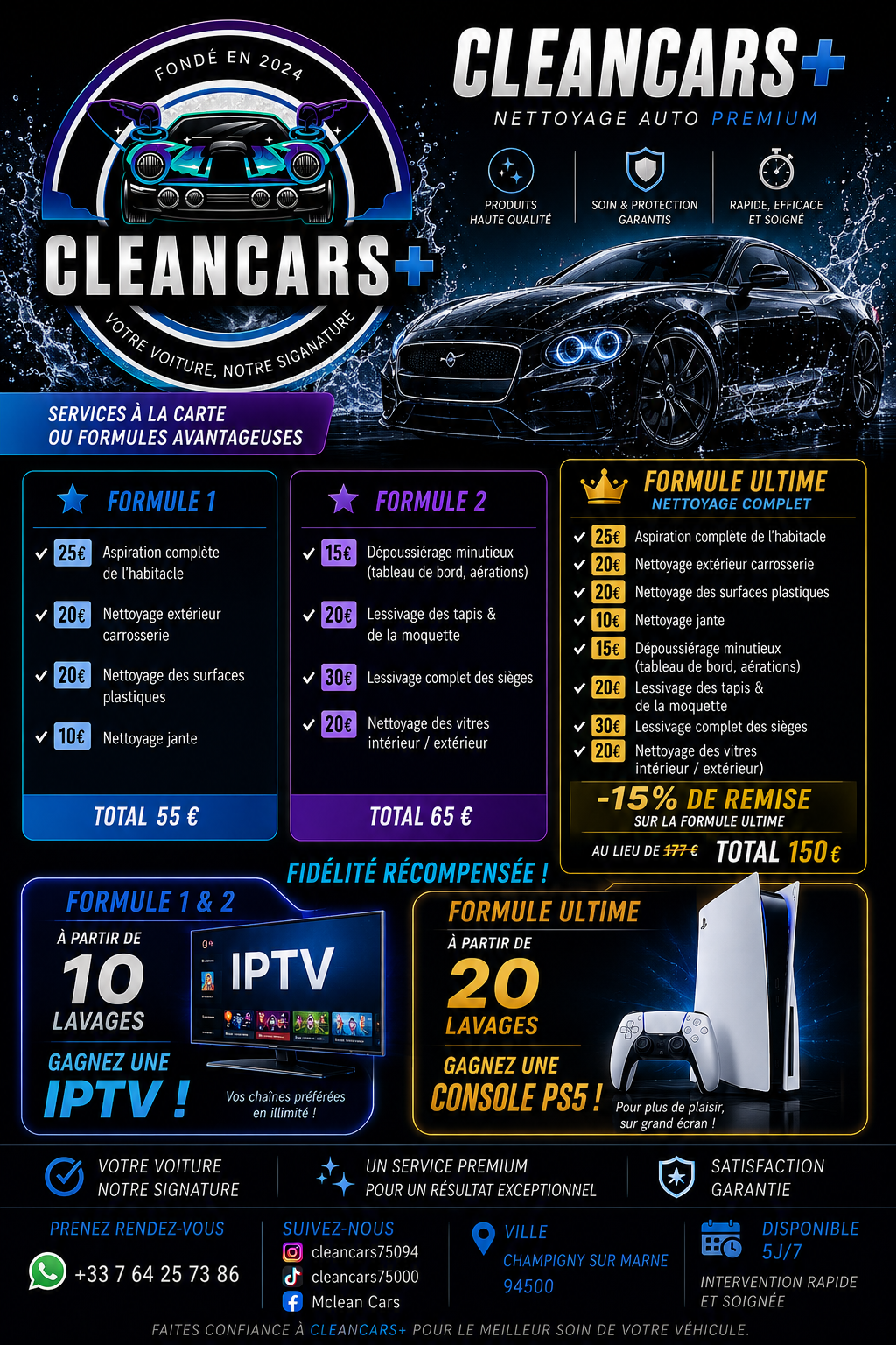 Tarifs Cleancars+